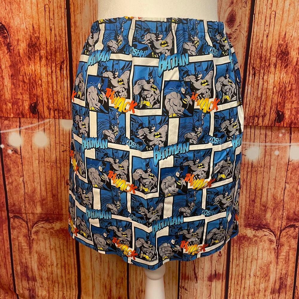Batman Cotton Skirt Handmade Women's size Large Comic Print Simple A-Line
